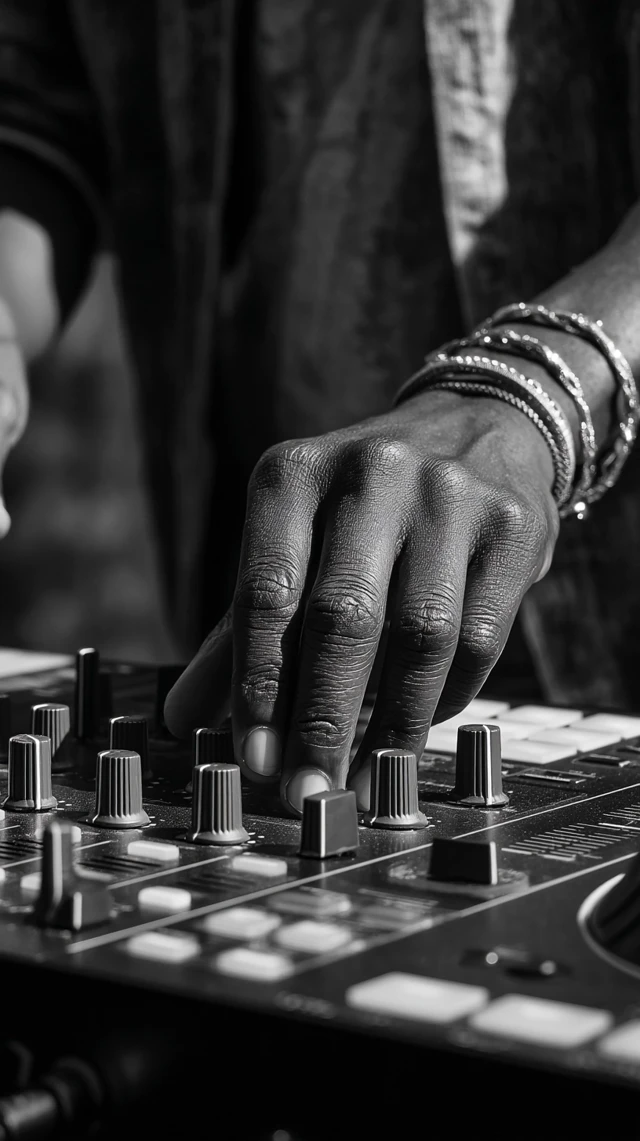 DJ Hands on Controller Black and White Photo