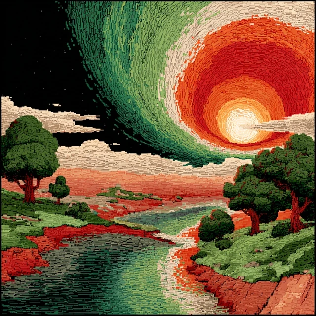 Pixel Art Ripples Black Background 64x64