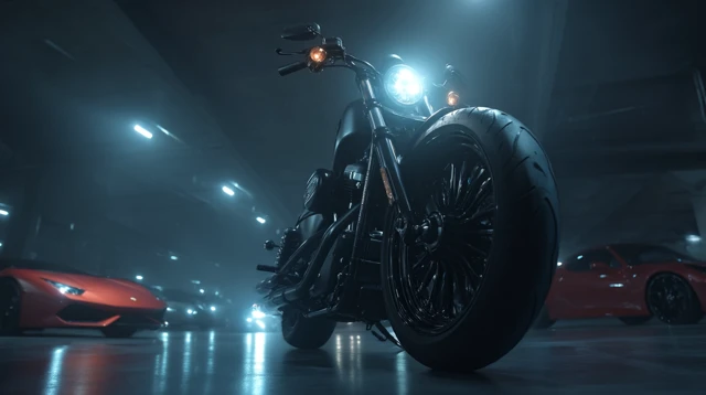 Harley Davidson in Underground Garage