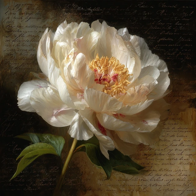 Romantic Peony Still Life Vintage Art