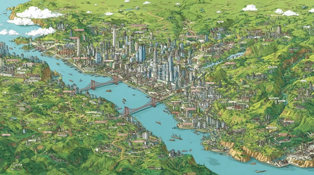 Illustrated Map of Northern Chongqing City