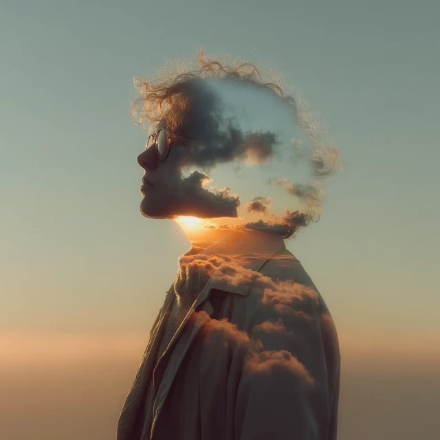 Clouded Mind: A Surreal Artwork of Clouds and Silhouette
