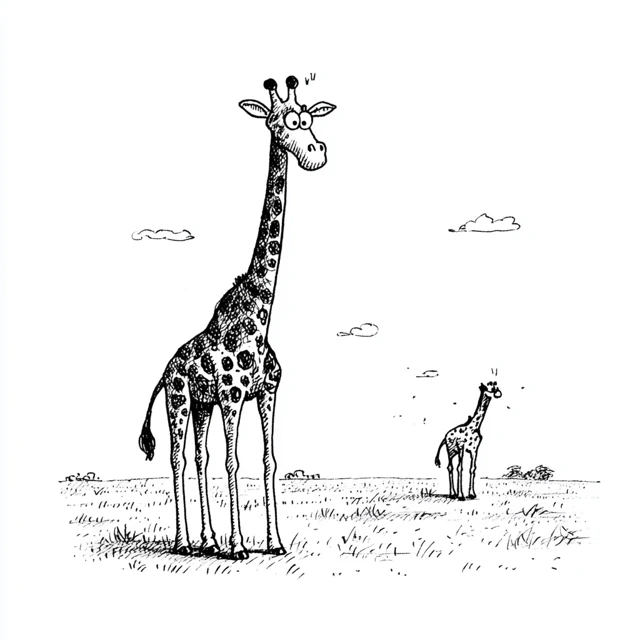 Giraffe Neck Fight Comic Illustration