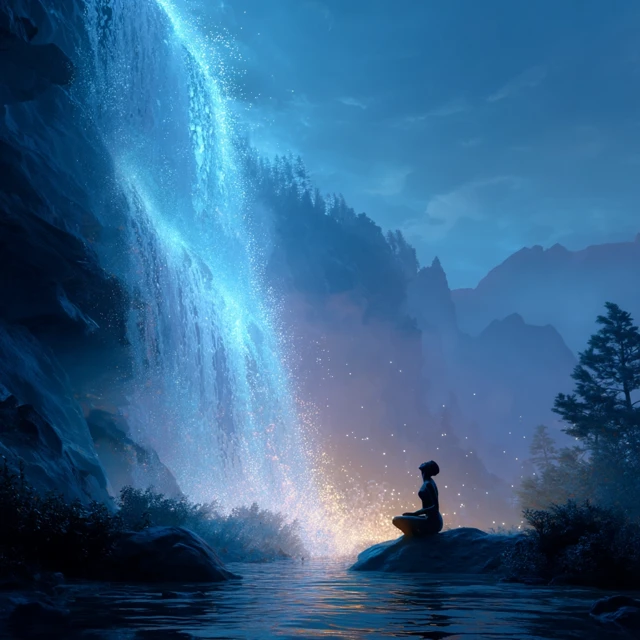 Waterfall Painting Serene Landscape Nature Art