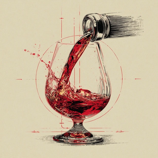 Restaurant Logo Pouring Cognac Red and White