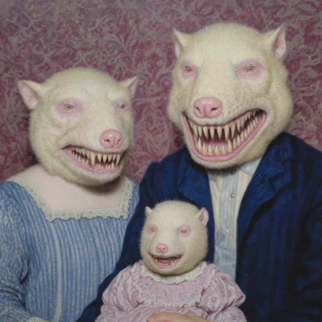 Creepy Rat Family Portrait Art