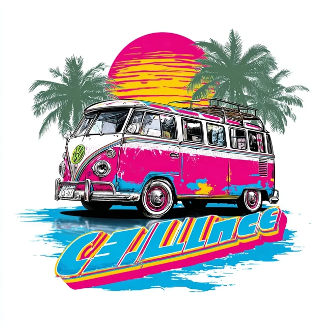 VW Combivan Logo 90s JDM Beach Style for Merchandise