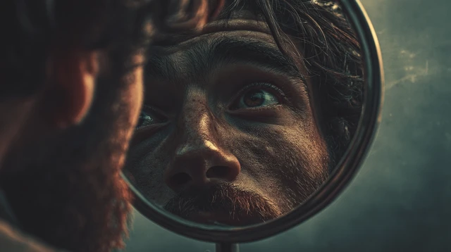 Reflection A Different Face Looking in a Mirror