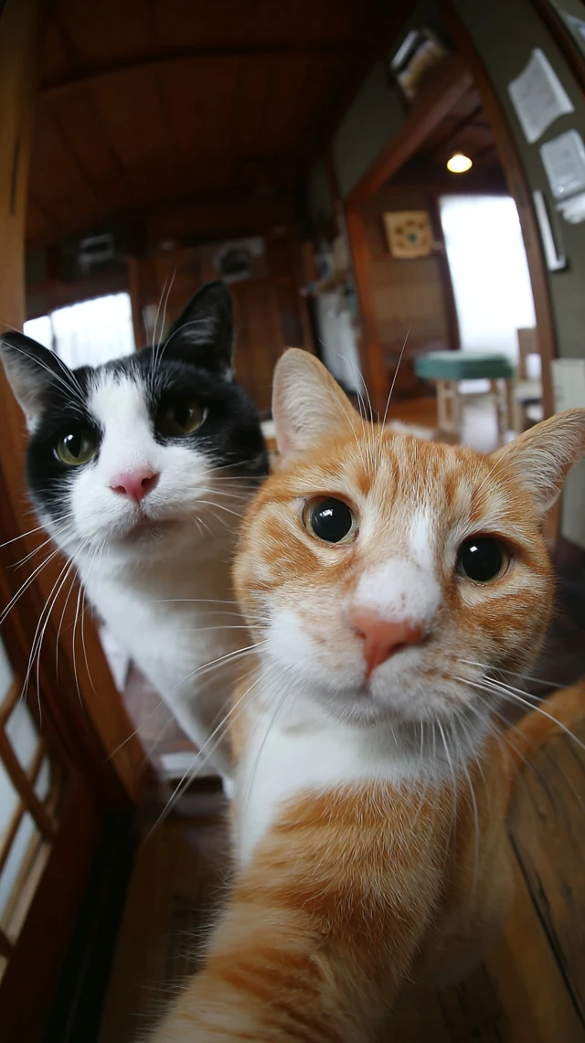 Cats Take Selfies Funny Poses in Japanese House