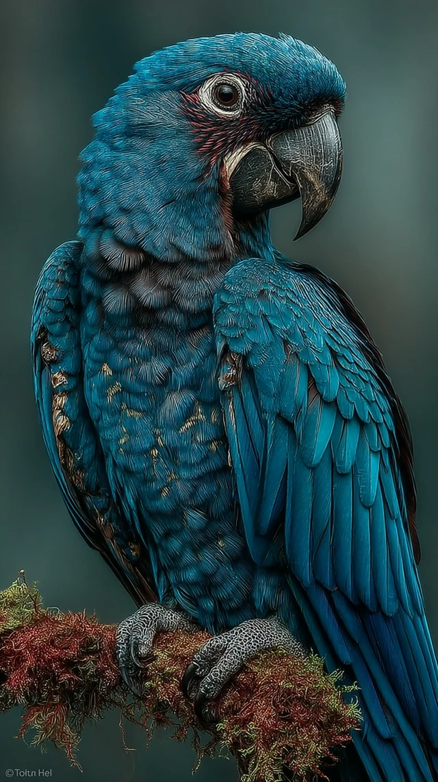 Spixs Macaw Portrait Realistic Detail Bird Nature