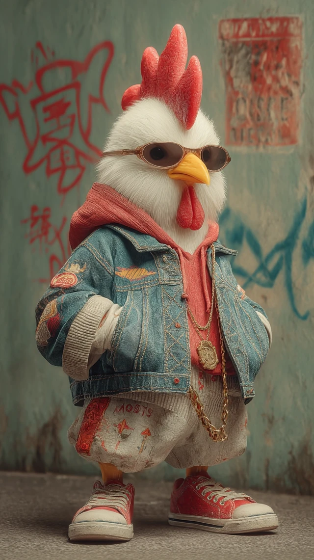 Cute Hip Hop Chicken on Graffiti Street