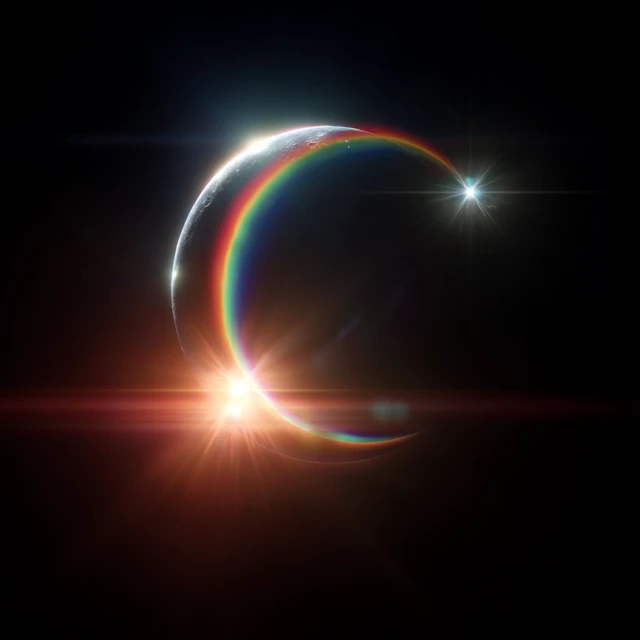 Rainbow Solar Eclipse Celestial Phenomenon in Space