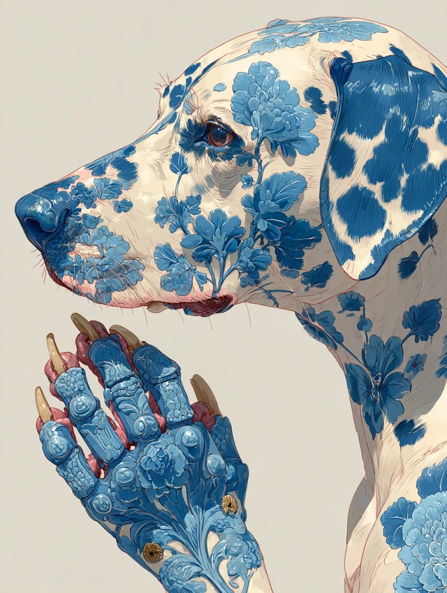 Dalmatian with Floral Tattoos Art Print