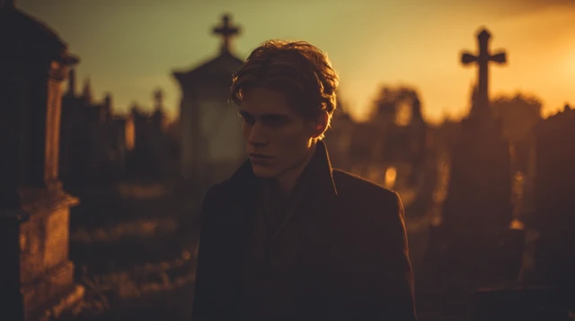 Stunning Man in Graveyard: Vampire Hunter