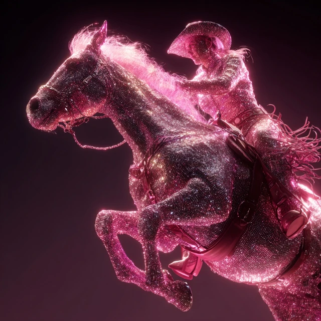 Glitter Rodeo Cowgirl Glamorous Bucking Horse
