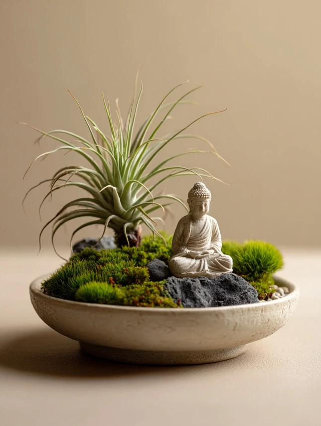 Zen Diorama Miniature Buddha Air Plant