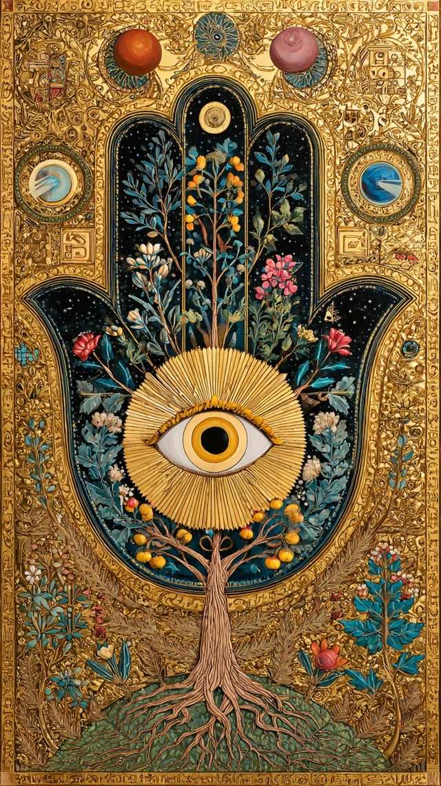 Hamsa Hand Tree of Life Wisdom Eye Art