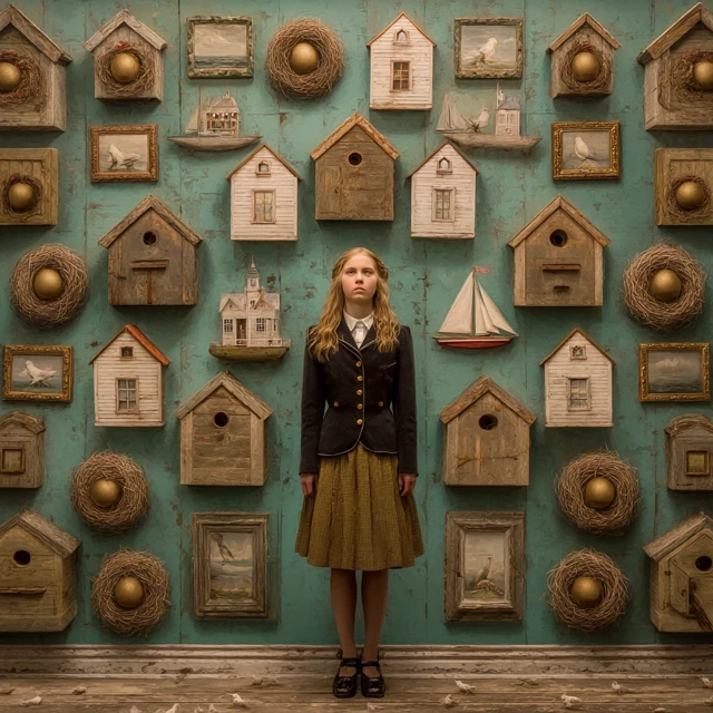 Surreal Birdhouse Art Inspired by Wes Anderson