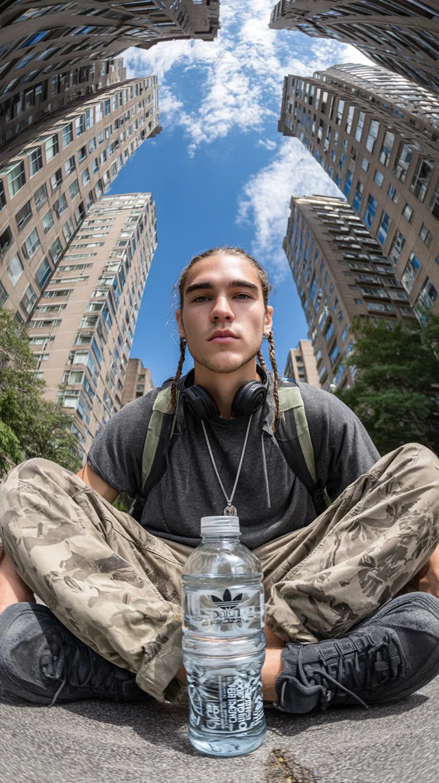 Urban Streetwear Portrait: Young Man in Adidas