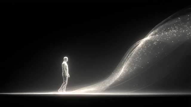 Abstract Humanoid Figure in Light and Shadow