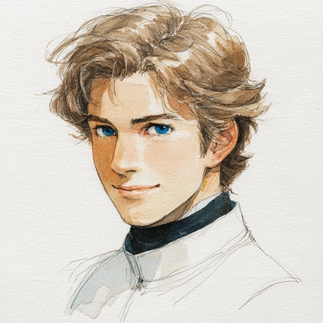 Anime Style Man Portrait Watercolor Illustration