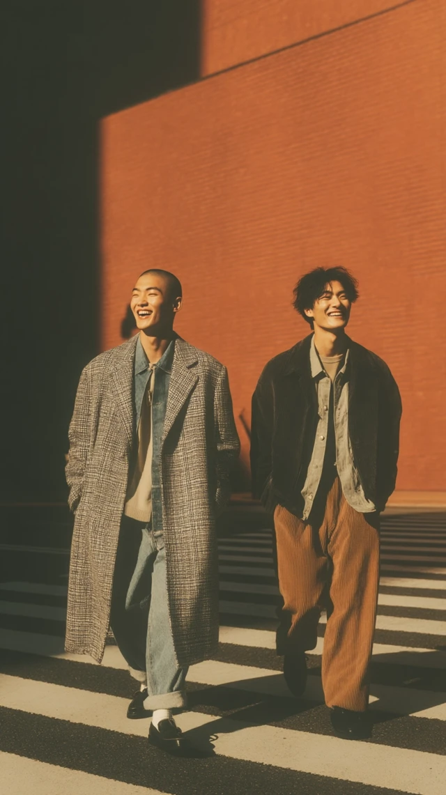 Japanese Street Style Two Men Laughing Tokyo