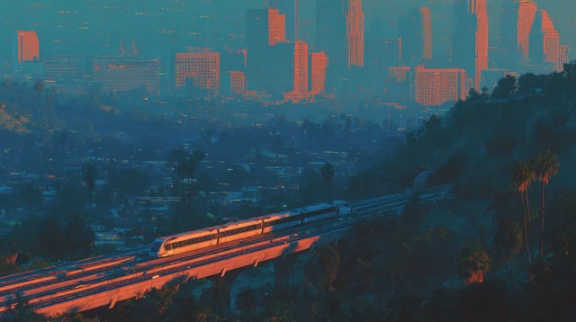 Retro Future Cityscape Vaporwave Highspeed Rail