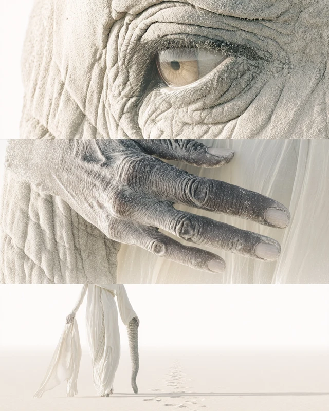 Surreal Elephant Triptych Fine Art Print