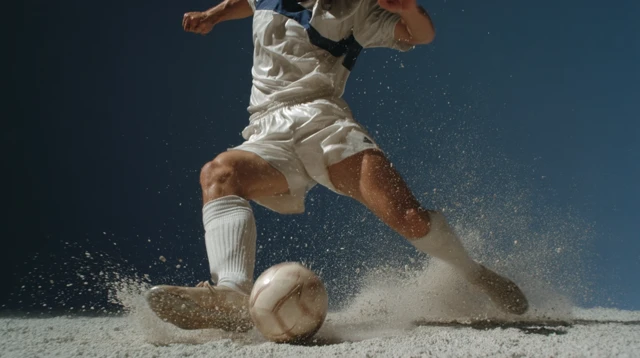Soccer Player Kicking Ball in Slow Motion