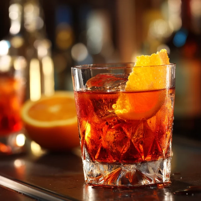 Delicious Cocktail Close Up with Orange Slice
