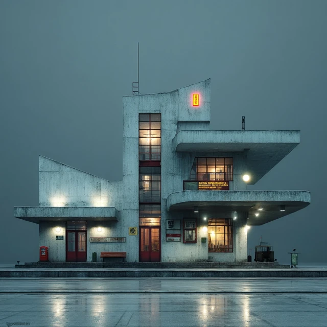 Soviet Concrete Train Station - Architectural Design