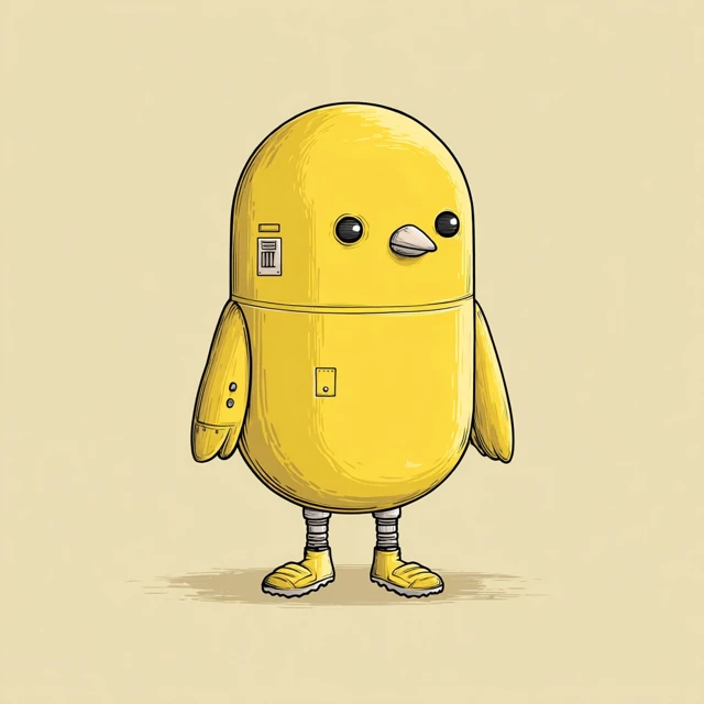 Cute Robot Chick Cartoon Illustration
