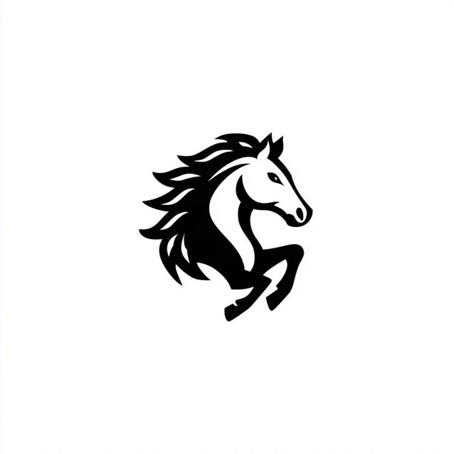 Simple Horse Logo Black and White Design