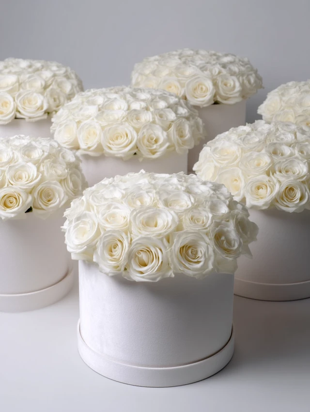 White Rose Flower Boxes Luxurious Floral Arrangement