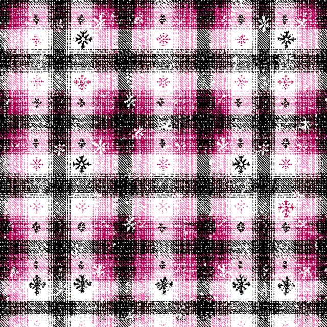 Pink Black White Plaid Snowflake Pattern