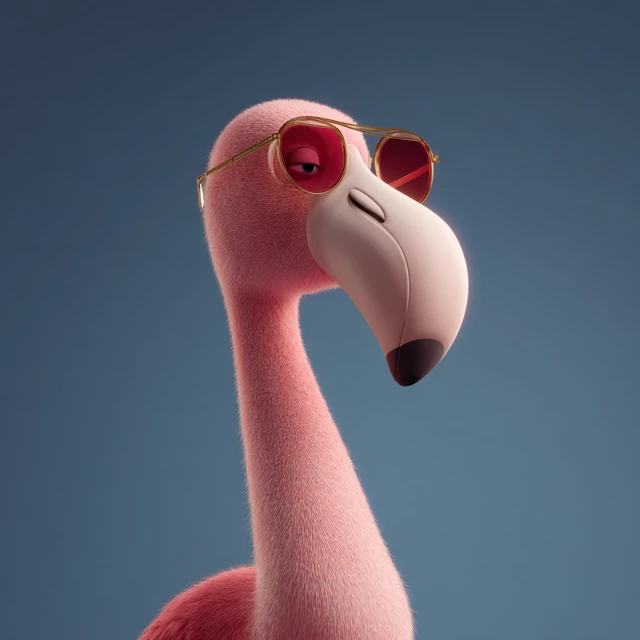 3D Flamingo Character Wearing Sunglasses