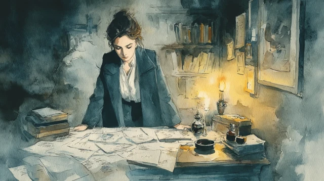 Lawyer in a Somber Room Balancing Logic and Empathy