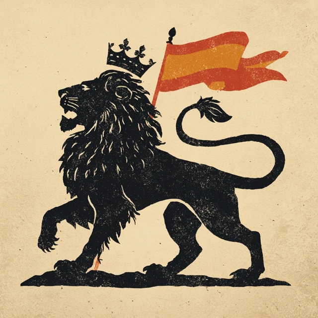 Lion of Judah Silhouette Crown Flag Heraldic Art