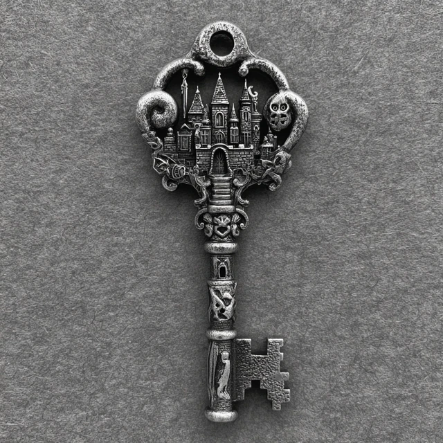 Gothic Skeleton Key with Owl