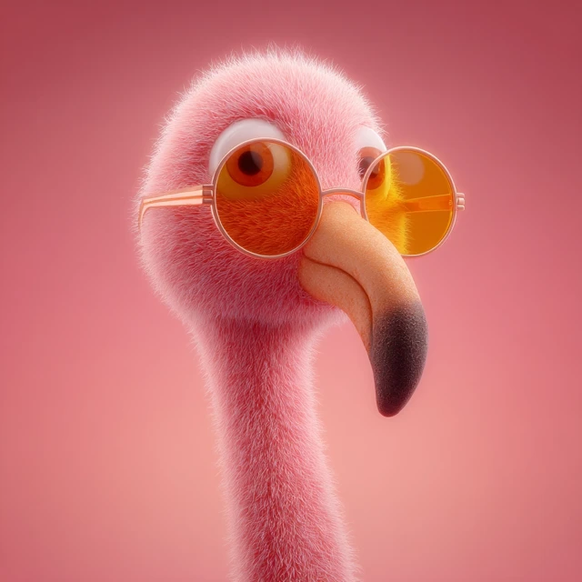 3D Flamingo Character Wearing Sunglasses