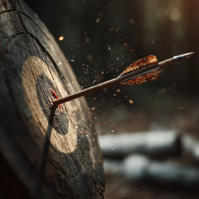 Perfect Bullseye Shot Arrow Hits Target