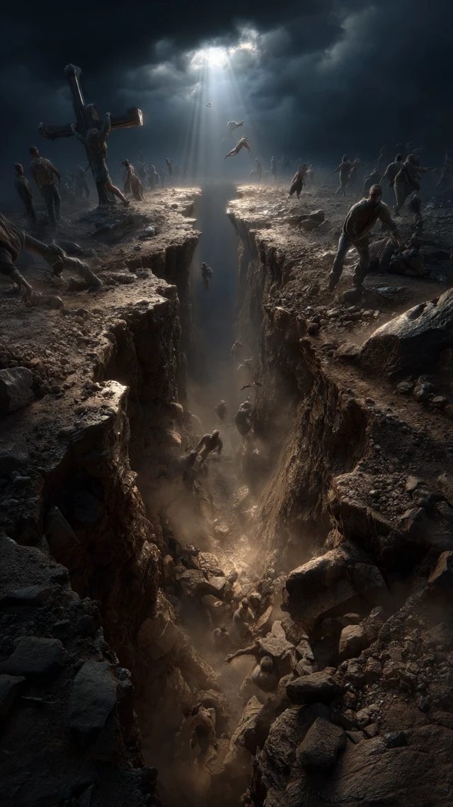 Apocalyptic Earth Split People Falling