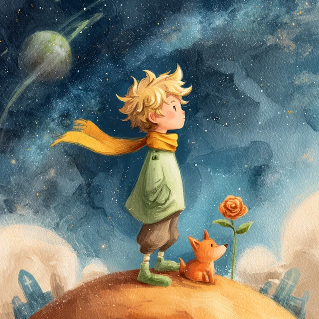 The Little Prince And His Fox Illustration