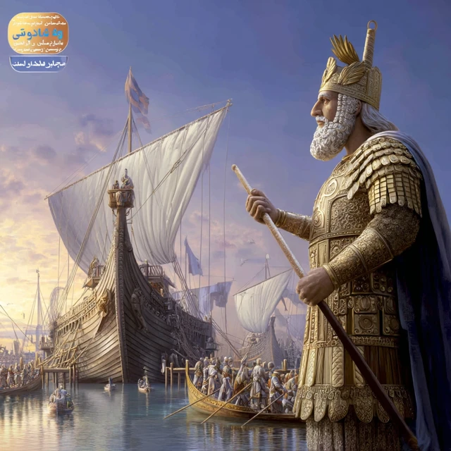 Darius the Great Inspecting Ancient Naval Fleet