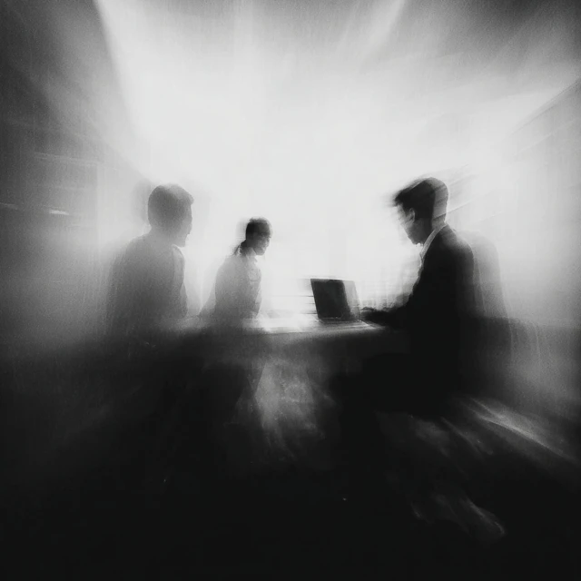 Abstract Black and White Sales Team Photo