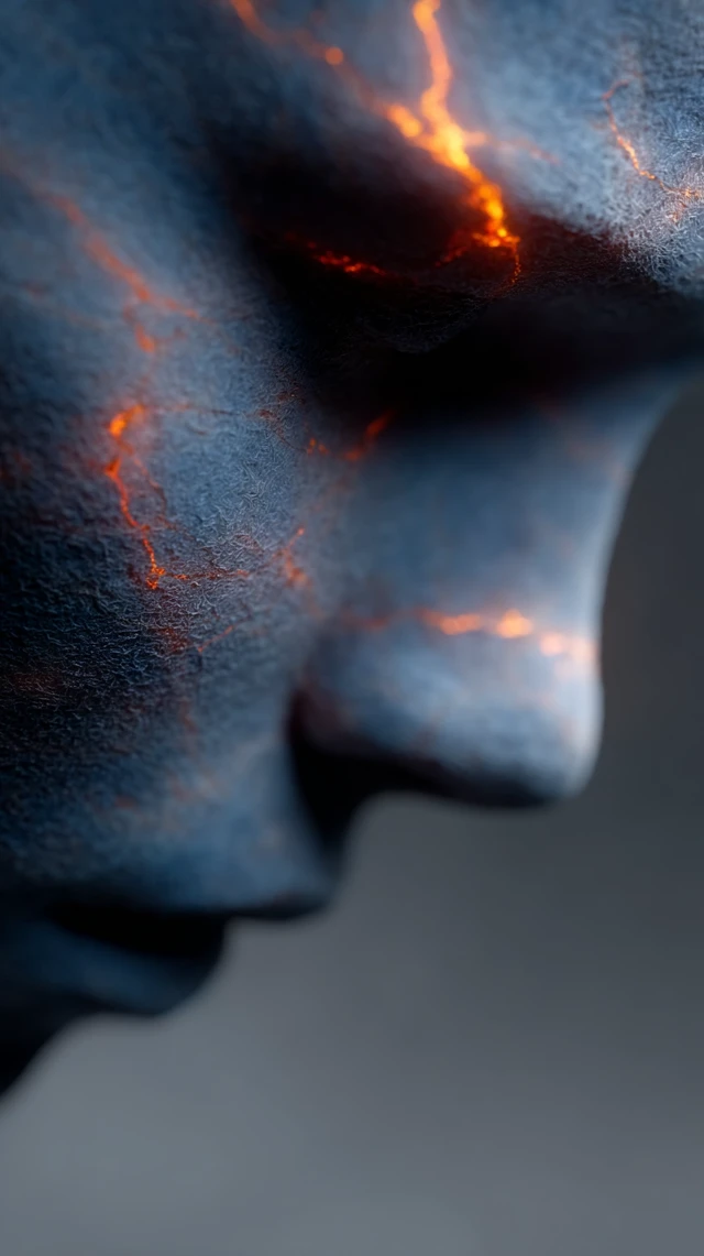 Humanoid Portrait Electric Veins Cosmic Surrealism