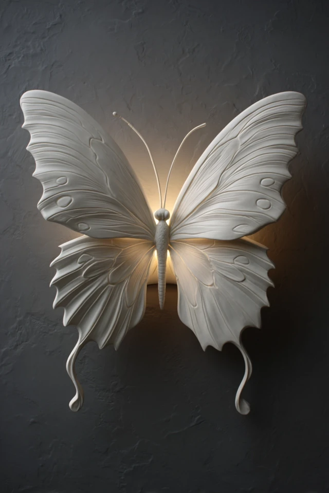 Butterfly Wall Lamp Ceramic White Soft Light