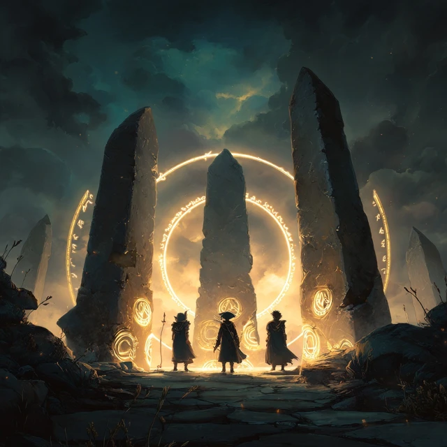 Elven Ritual Obelisks High Fantasy Scene