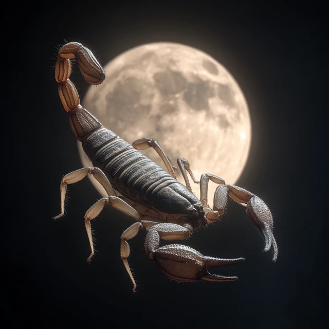 Scorpion Under a Full Moon Nighttime Scene