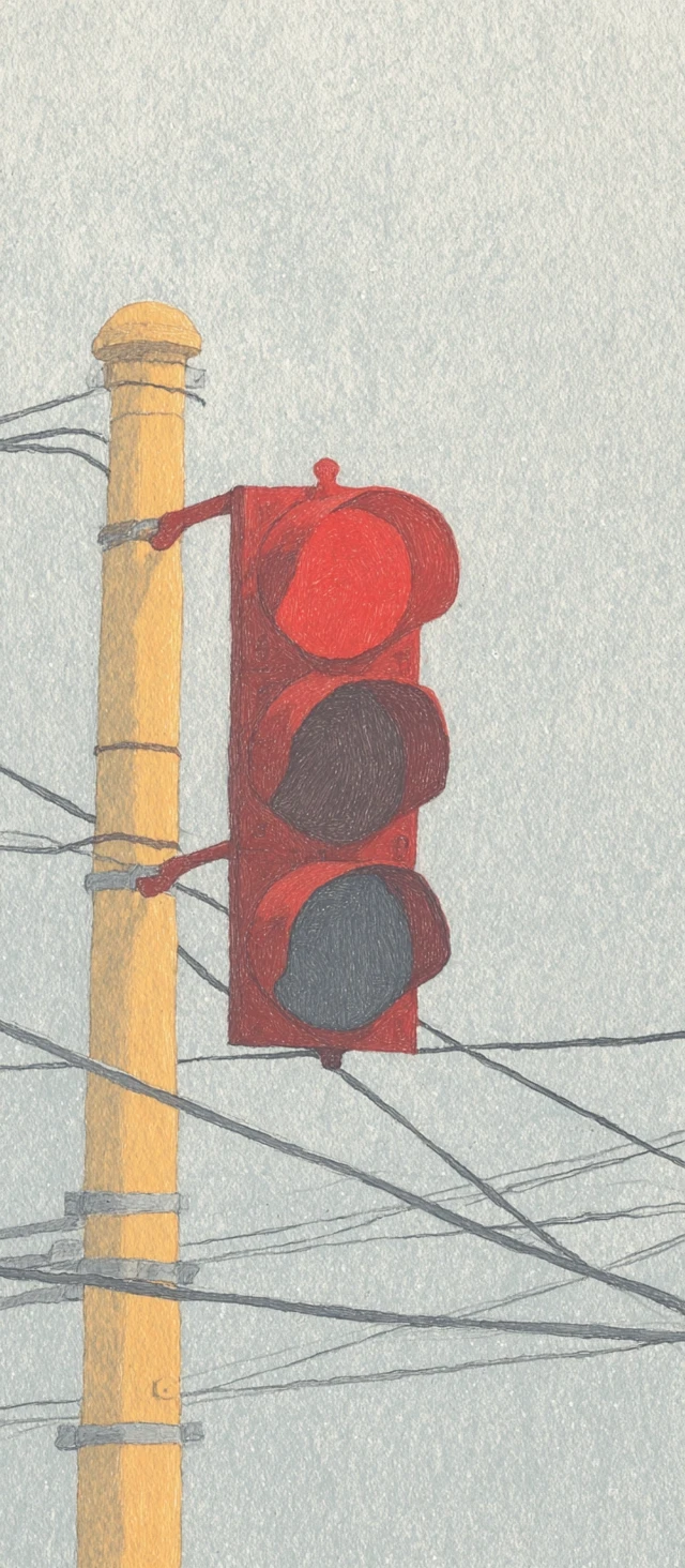Traffic Light Illustration Gouache Minimalism Art